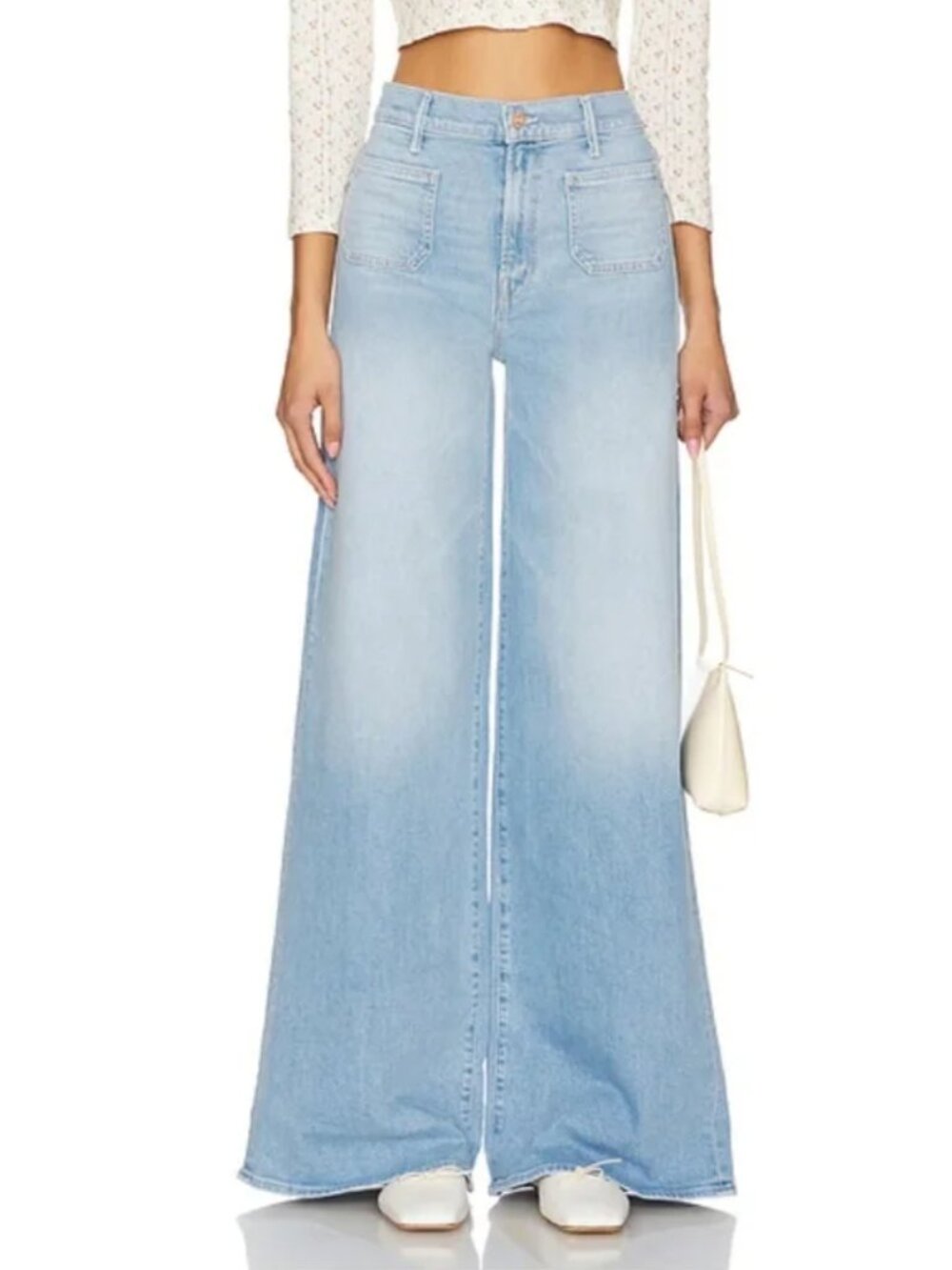 New! MOTHER The Patch Pocket Undercover Sneak high-rise wide-leg jeans